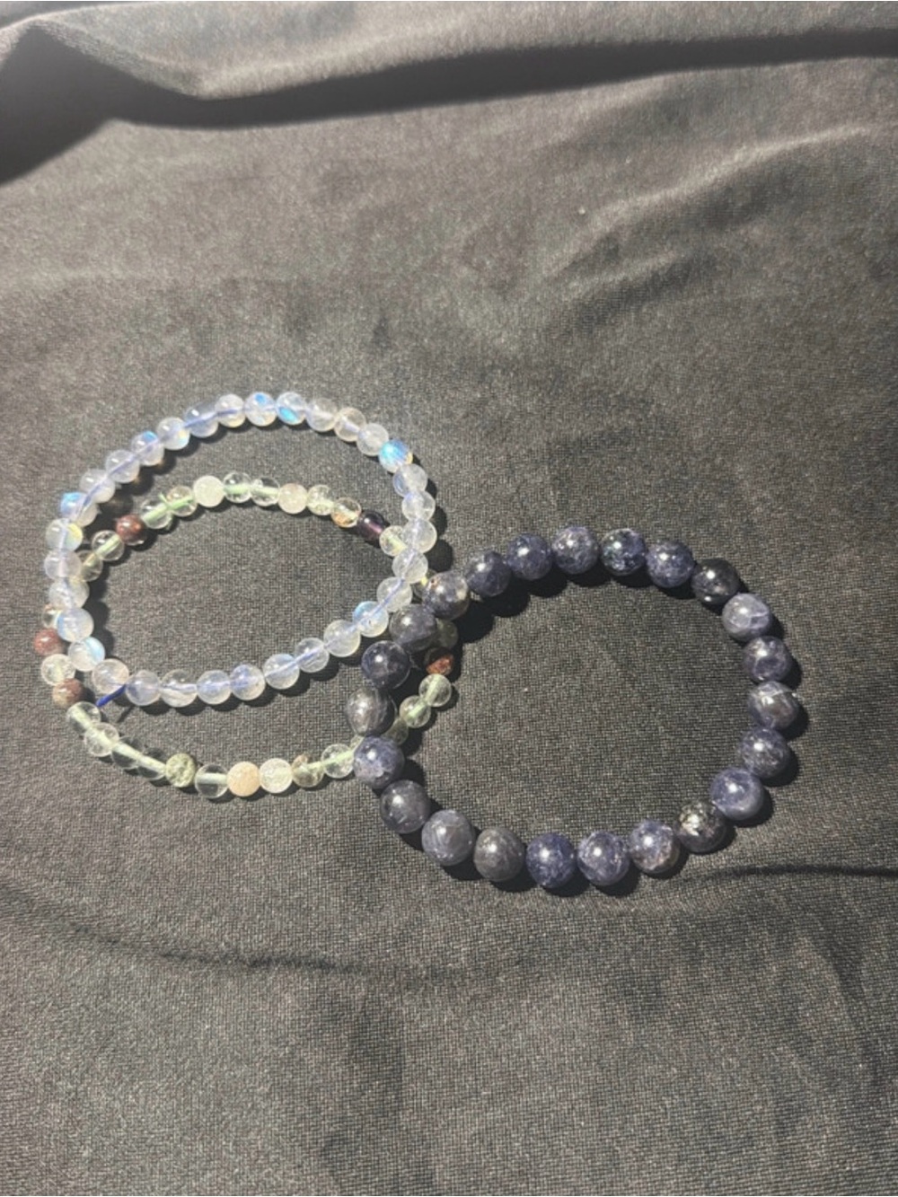 Blue and Iridescent Bead Stretch Bracelets - Women Jewelry